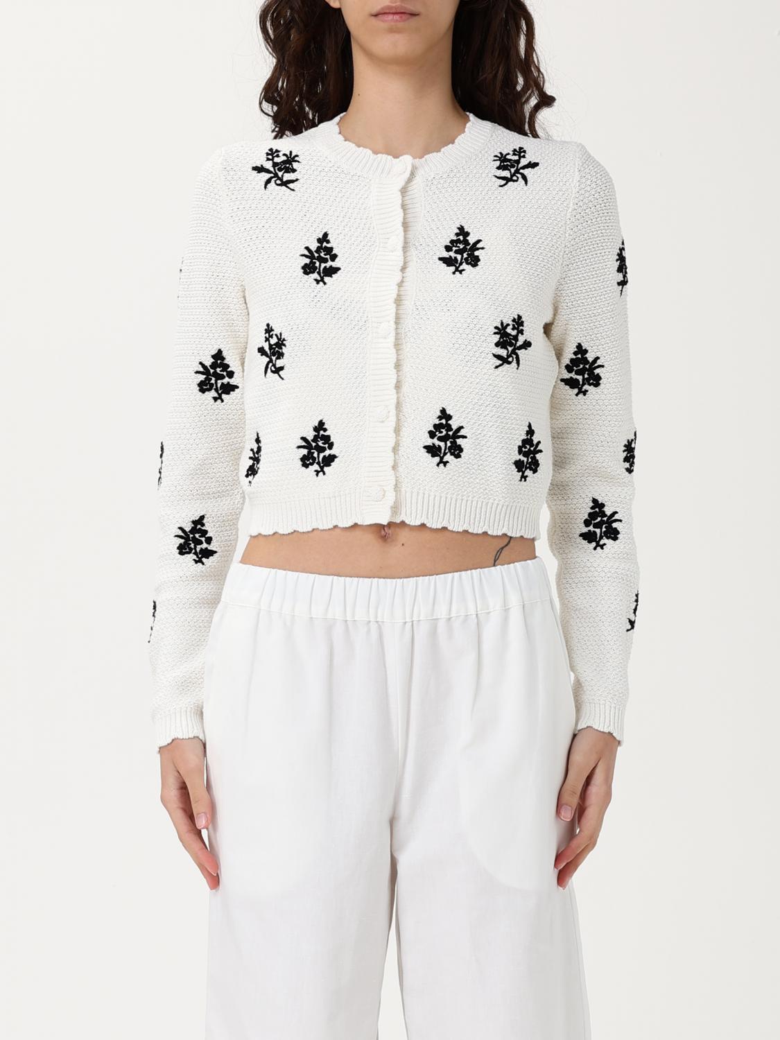 Twinset Embroidered Knitted Cardigan In アイス