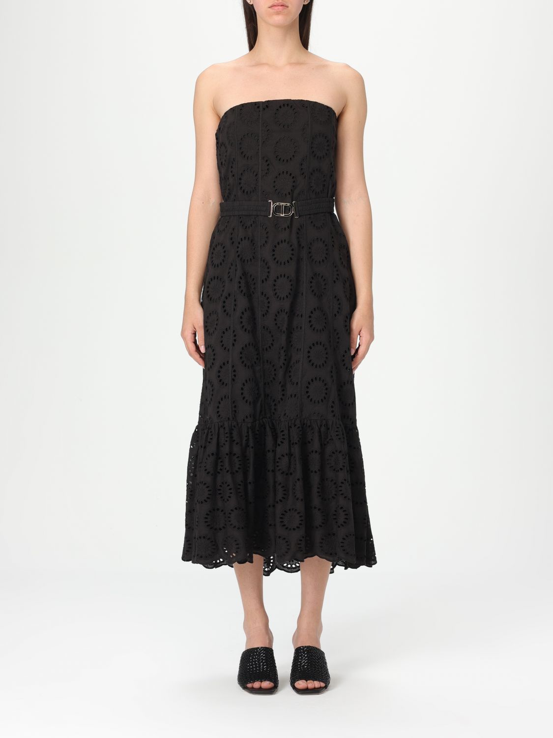 Shop Twinset Dress Woman Color Black In ブラック