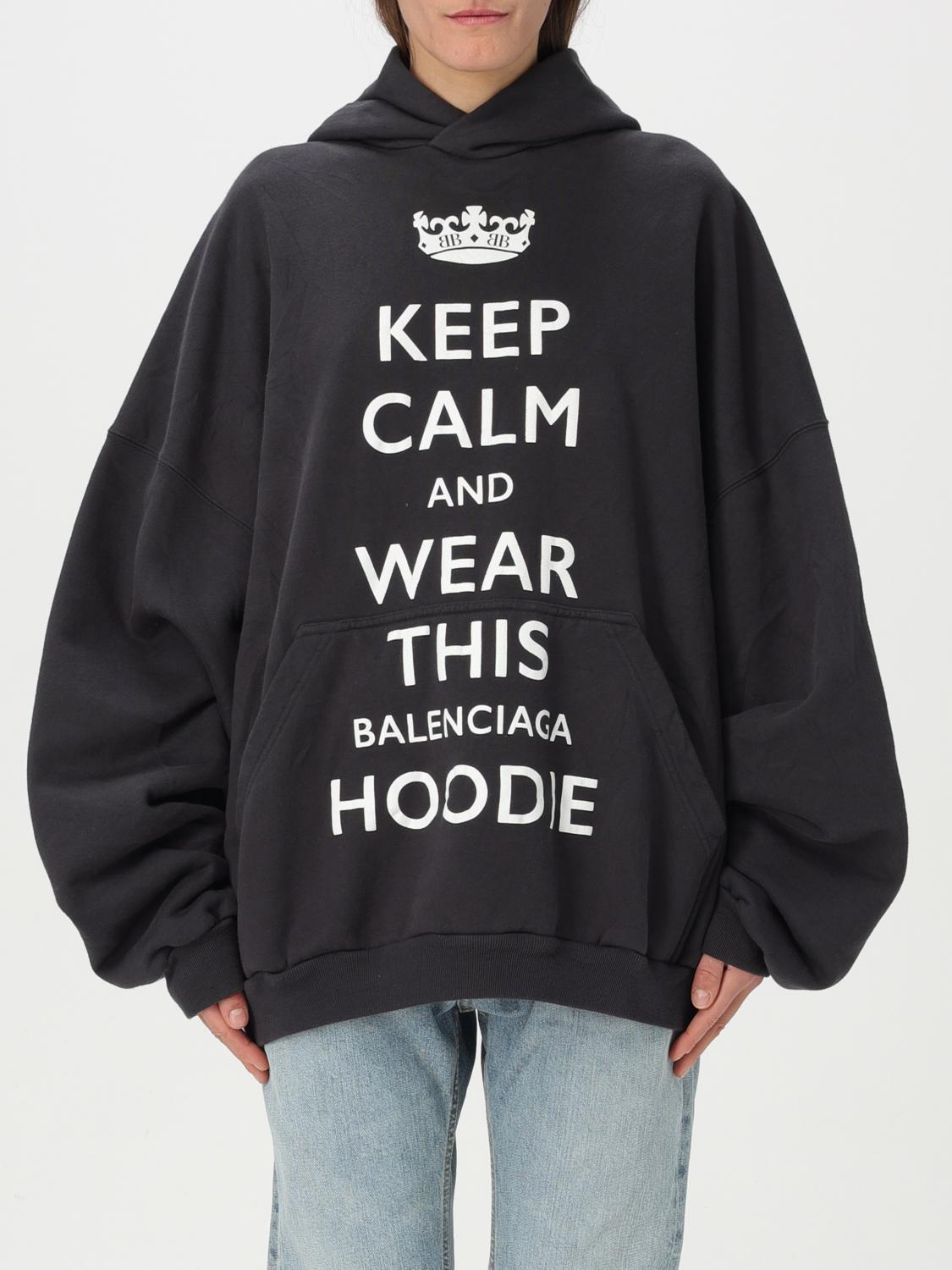 Balenciaga 'keep Calm' Hooded In Black
