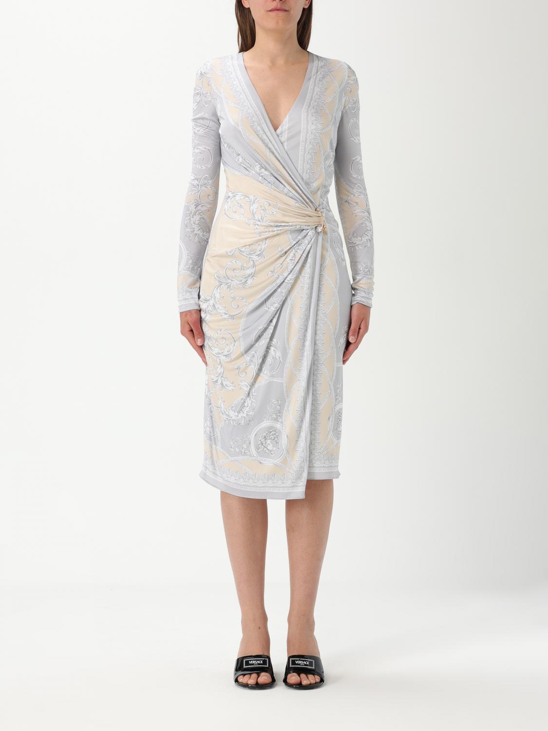 Versace Multicolor Coupe Des Dieux-print Midi Dress