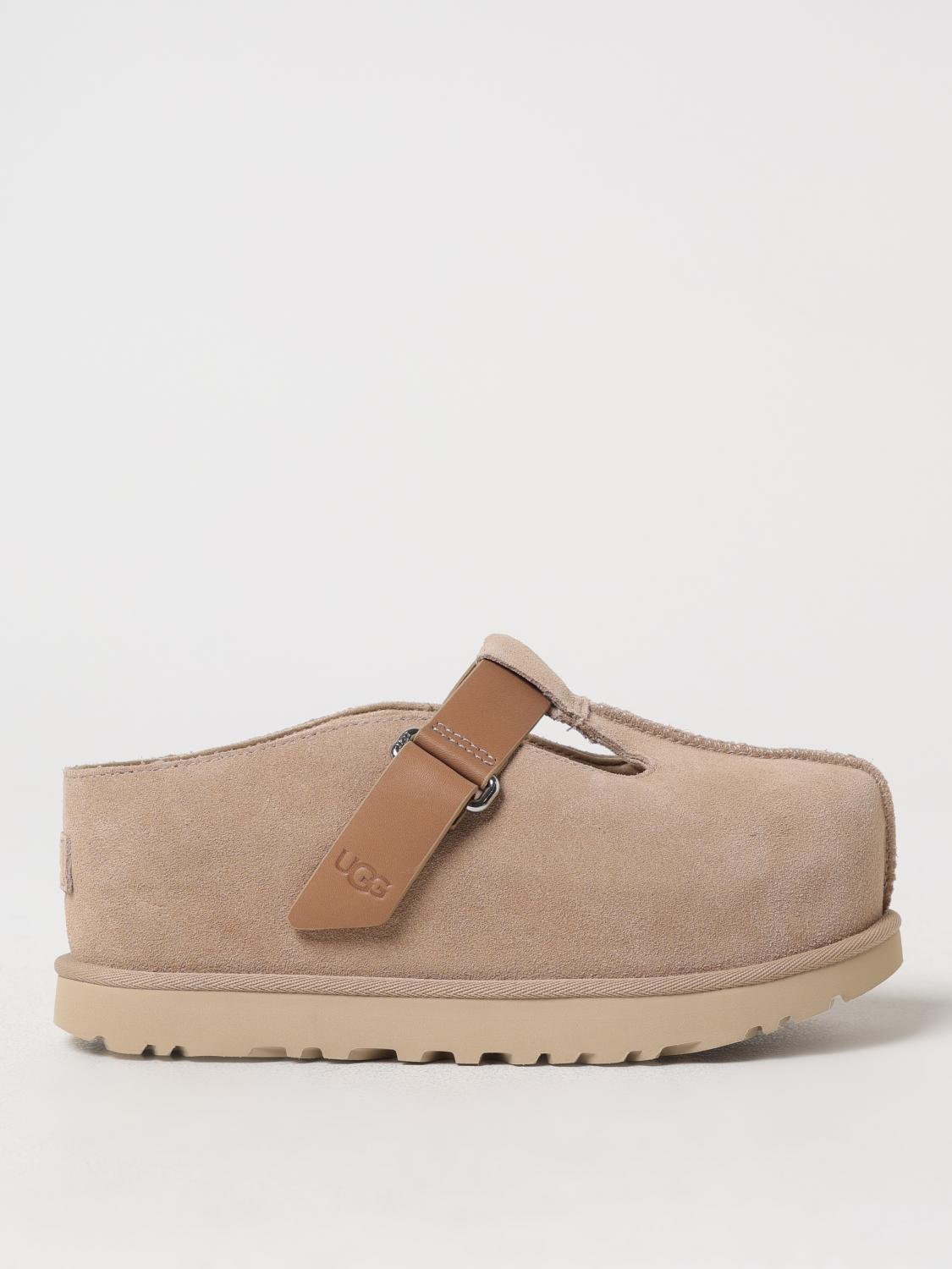 Ugg Lace-up Flatform Sole Round Toe Shoes In Sand