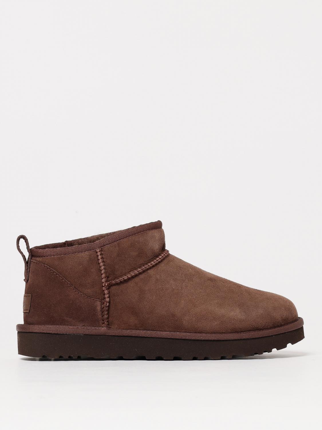 Ugg Classic Ultra Mini Womens Suede Ankle Bootie Slippers In Brown