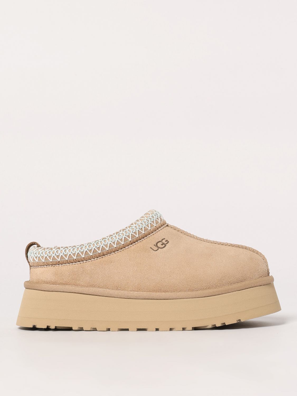 Shop Ugg Flat Shoes Woman Color Beige