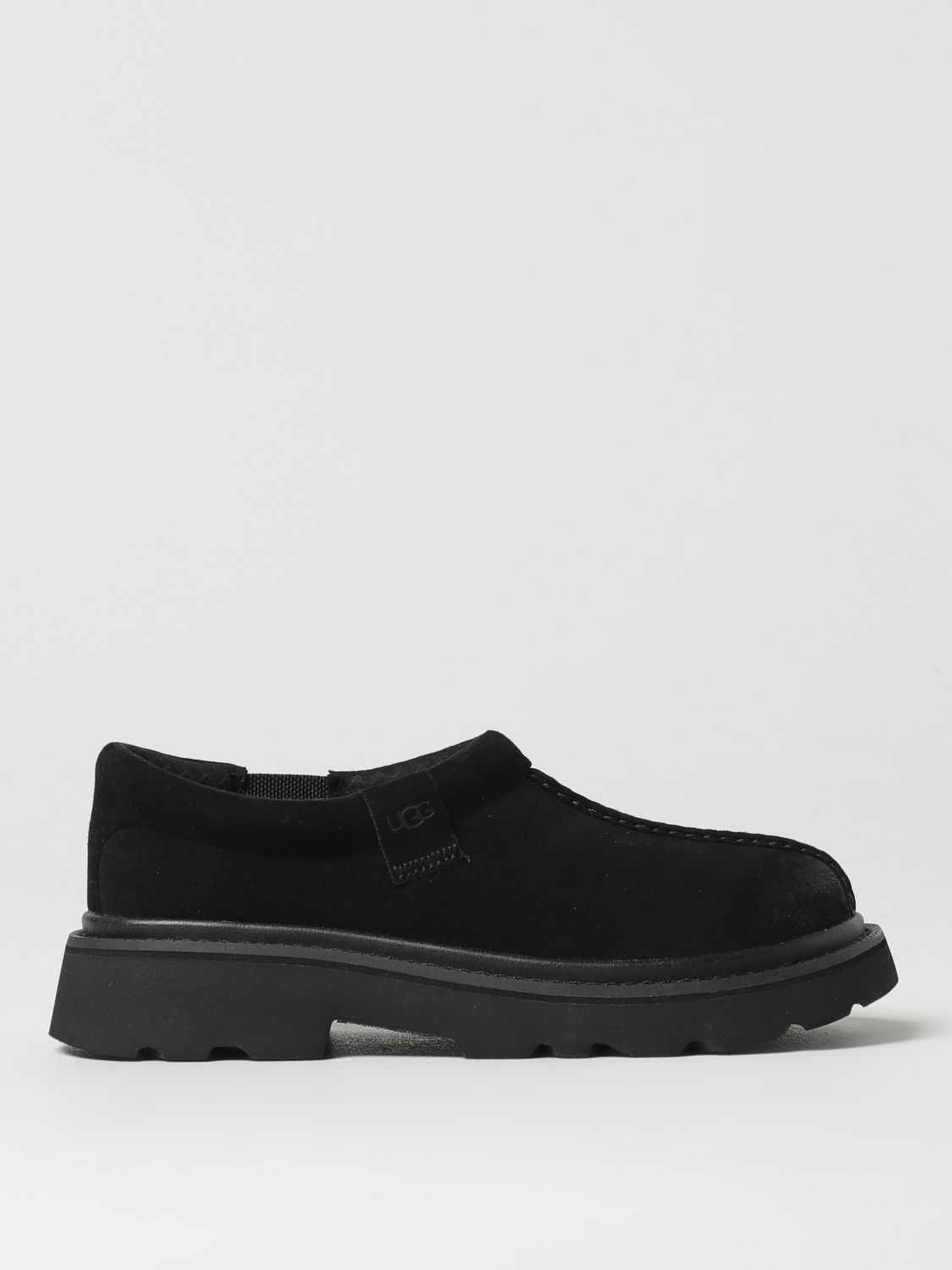 Ugg Mens Tasman Lug Suede And Shearling Slippers Blac In Black