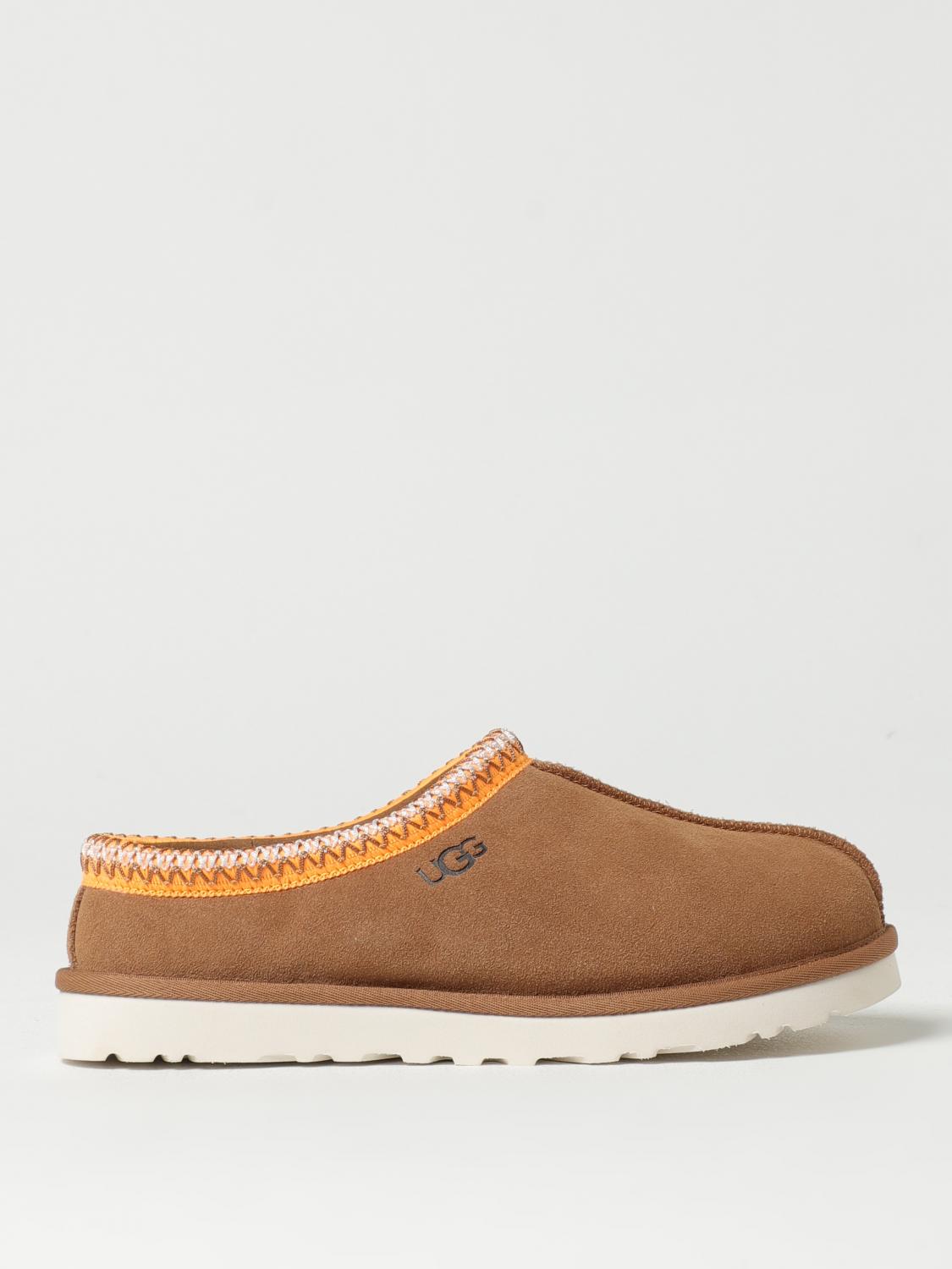 Ugg Shaggy Suede Clogs Braided Hem In Burnt