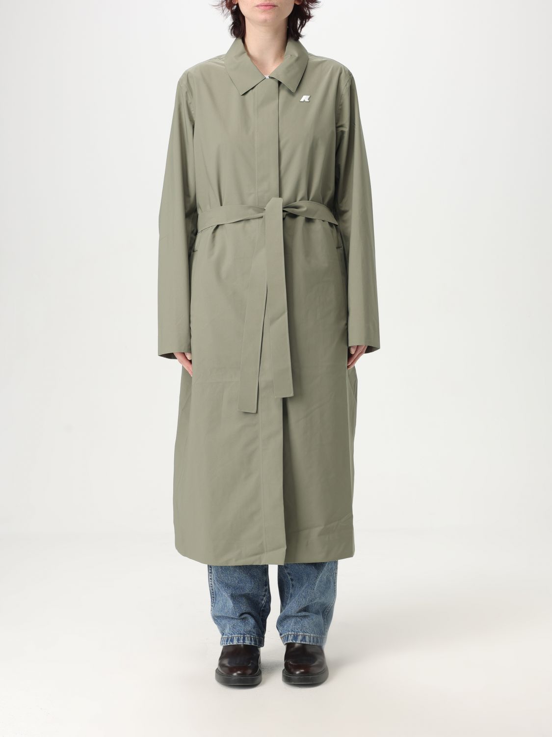 Shop K-way Jacket Woman Color Green