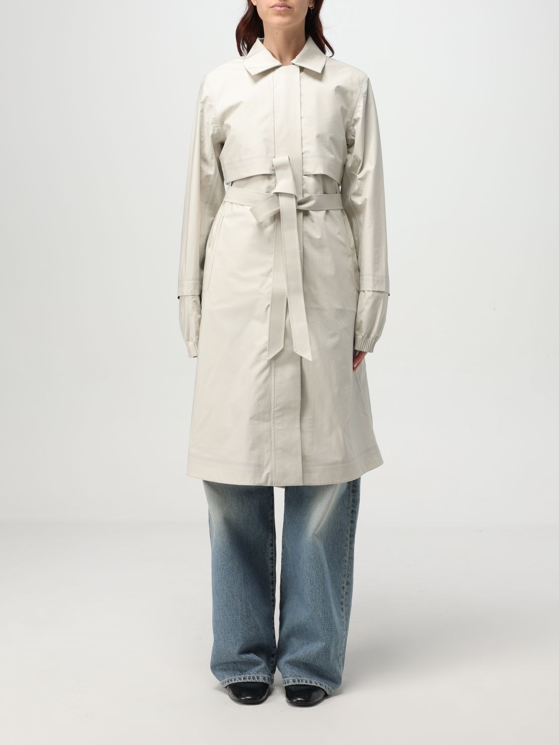 K-way Jesy 3l Poplin Long Down Jacket In Neutral
