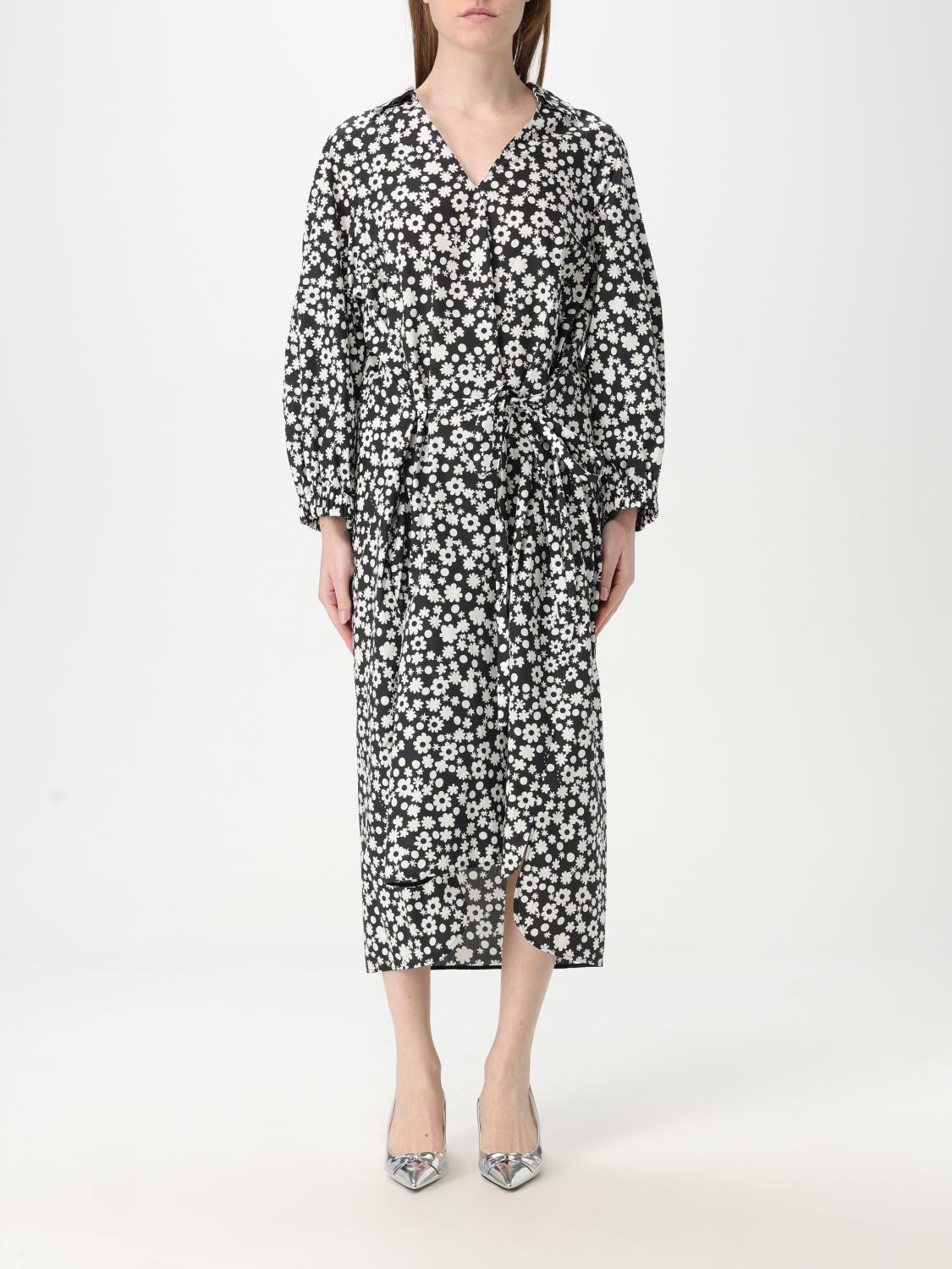 Marni Floral-print Midi Dress In Black