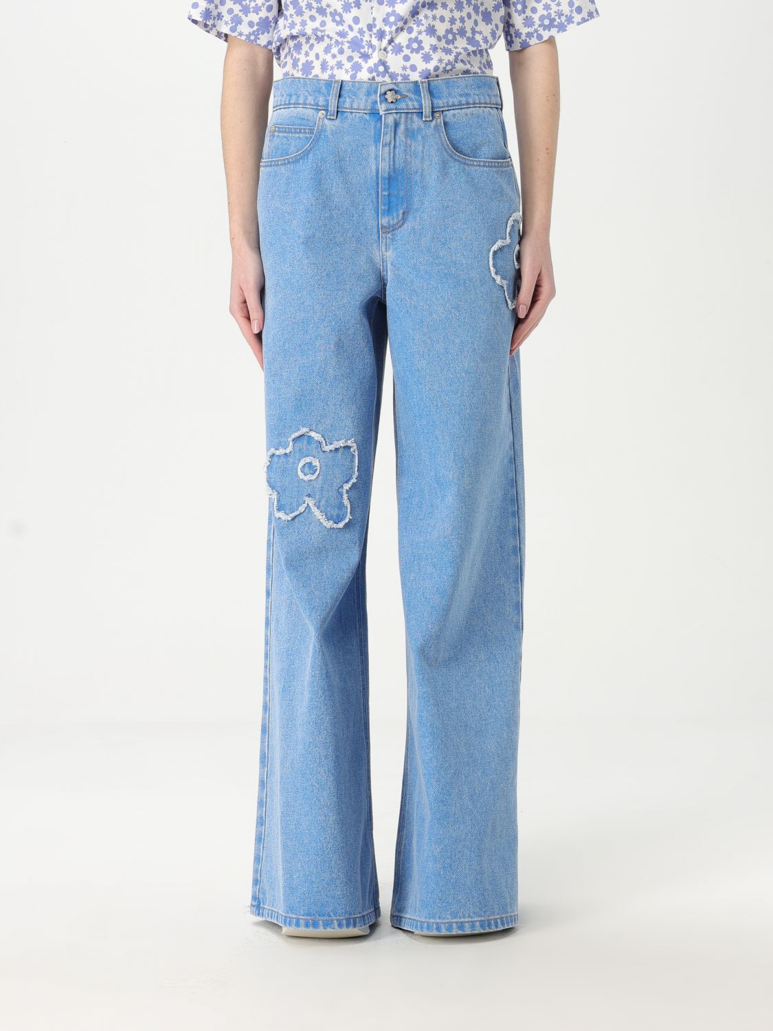 Marni Pants Woman Color Gnawed Blue In Gnawed Blue
