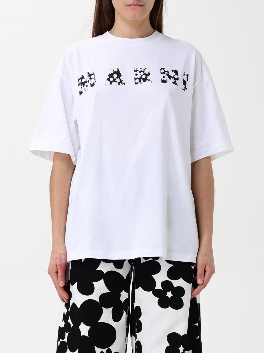 Marni Crew Neck Graphic Print Short Sleeves T-shirt In Lilac