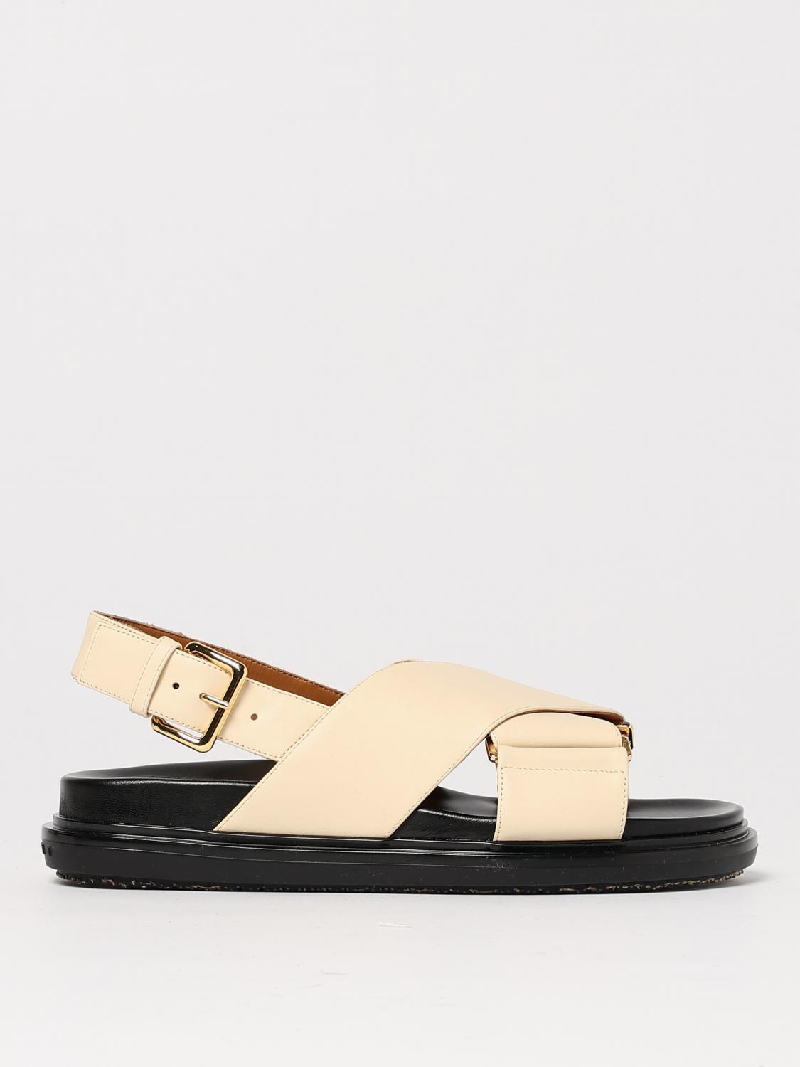 Shop Marni Flat Sandals Woman Color White