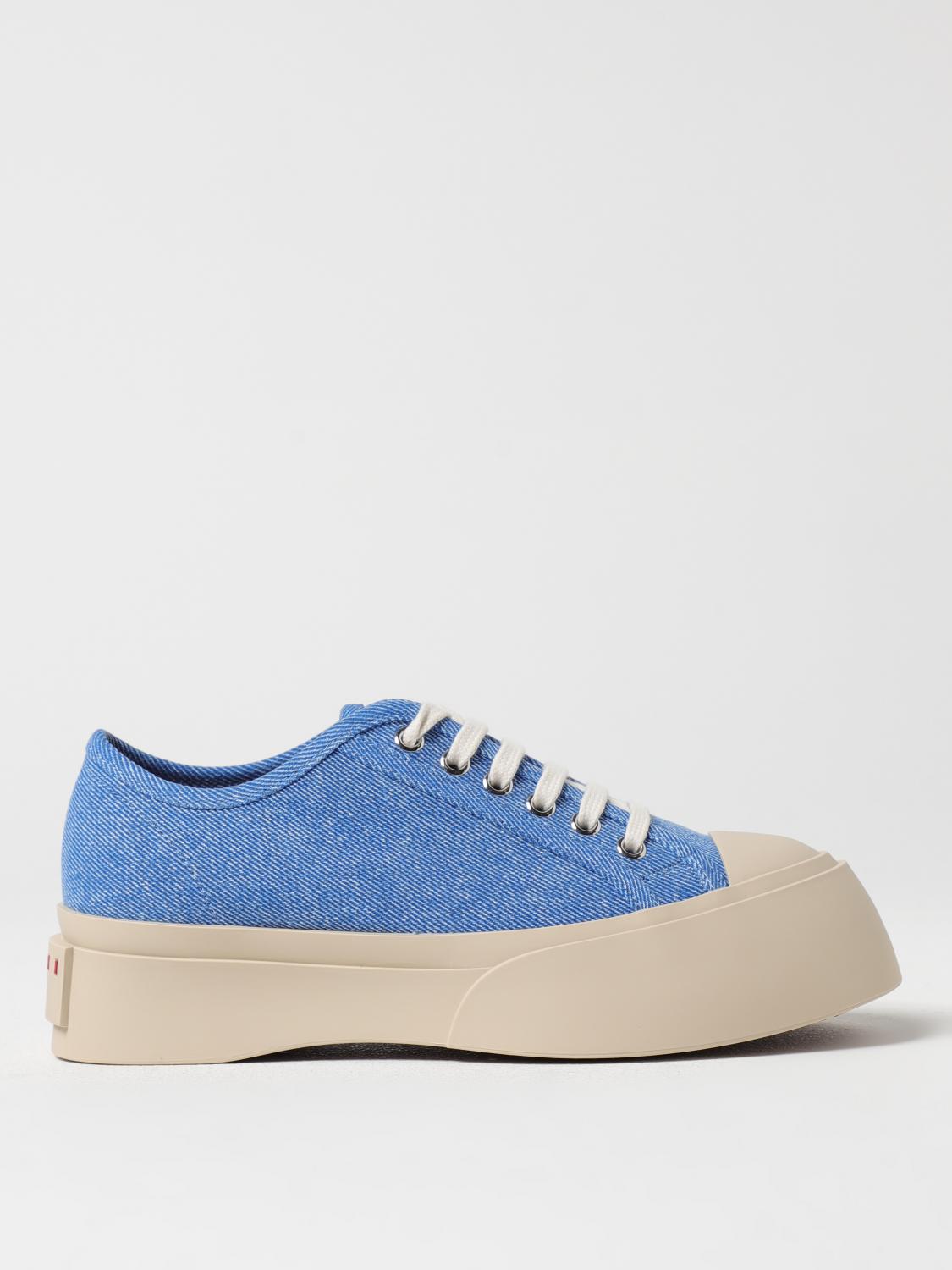 Marni Textured Blue Sneakers With Cream Sole In Blue
