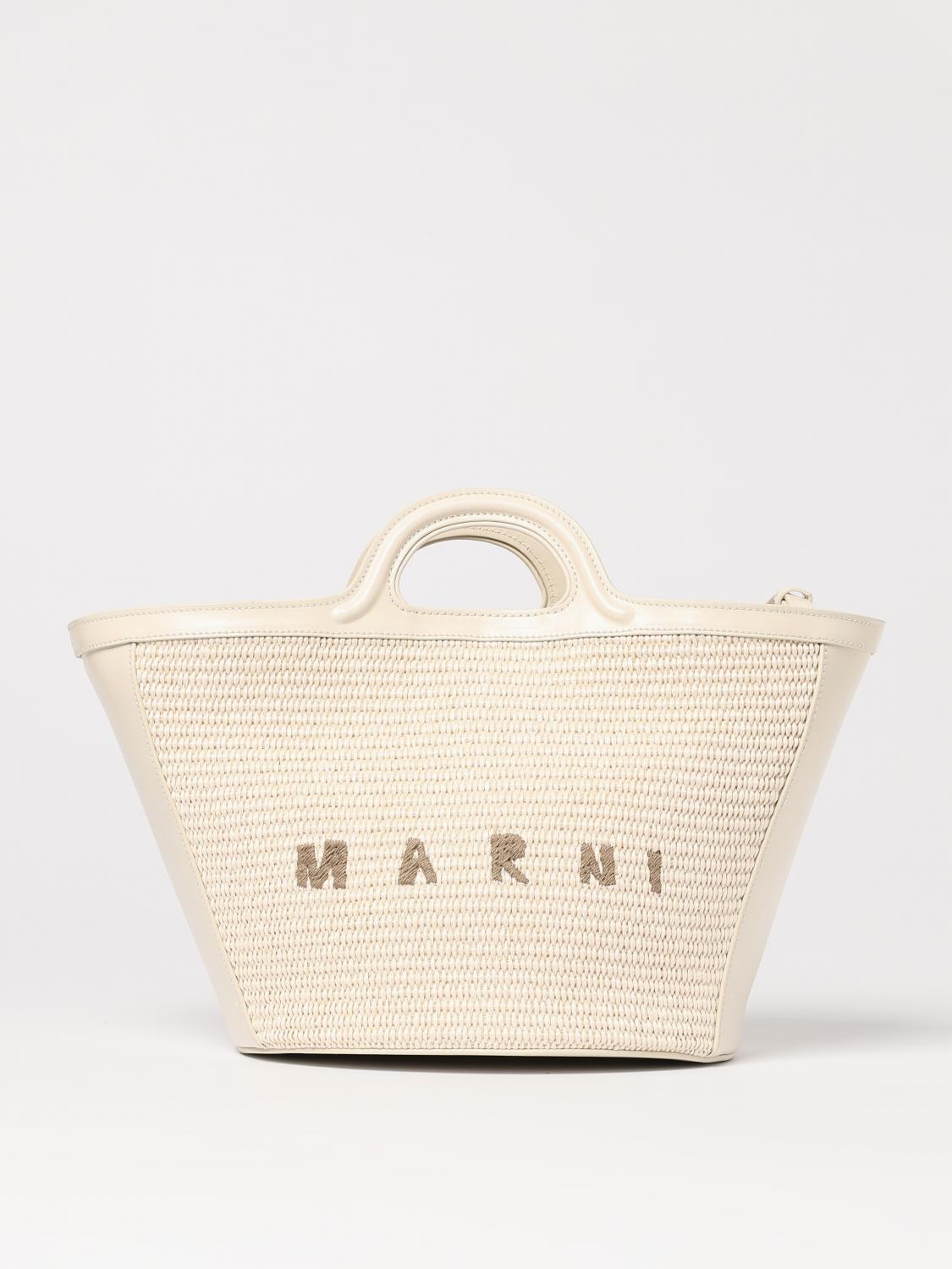 Marni White Leather Small Tropicalia Handbag In White