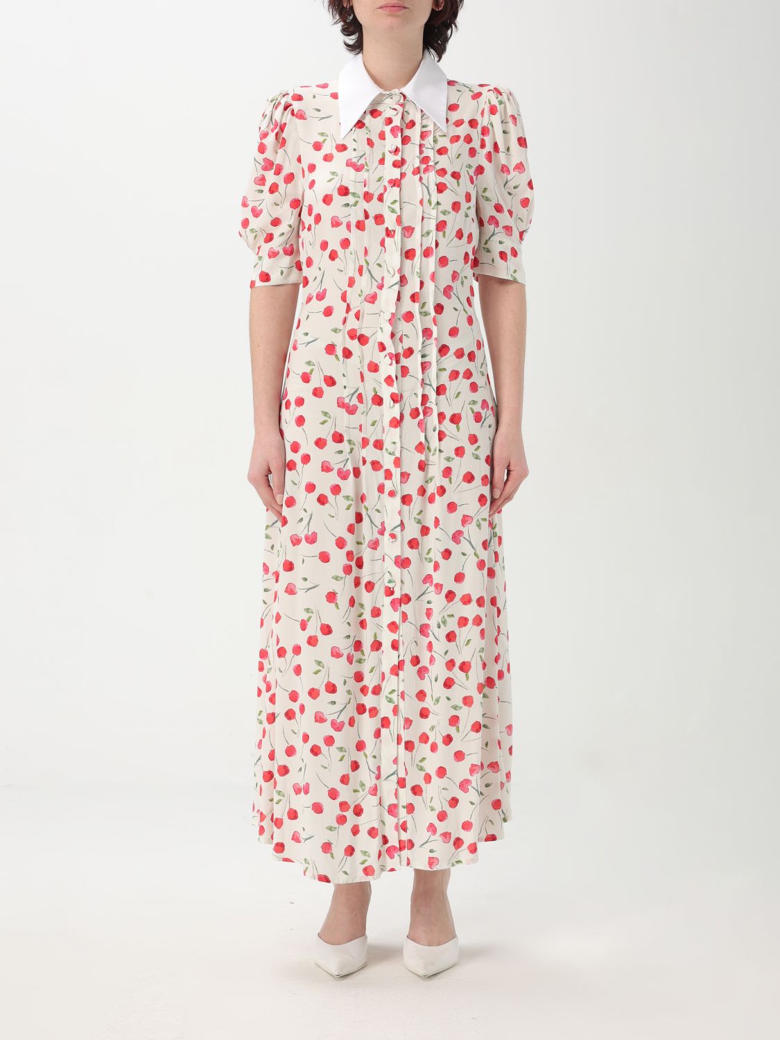 Mar De Margaritas White Viscose Dress In Cream