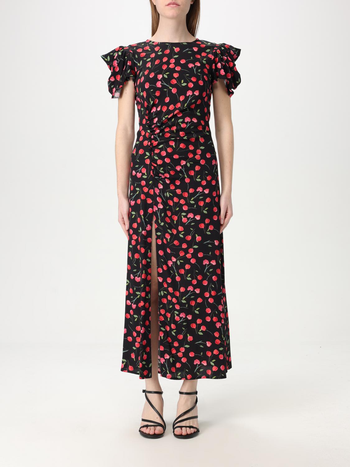 Mar De Margaritas Black Viscose Dress In Red