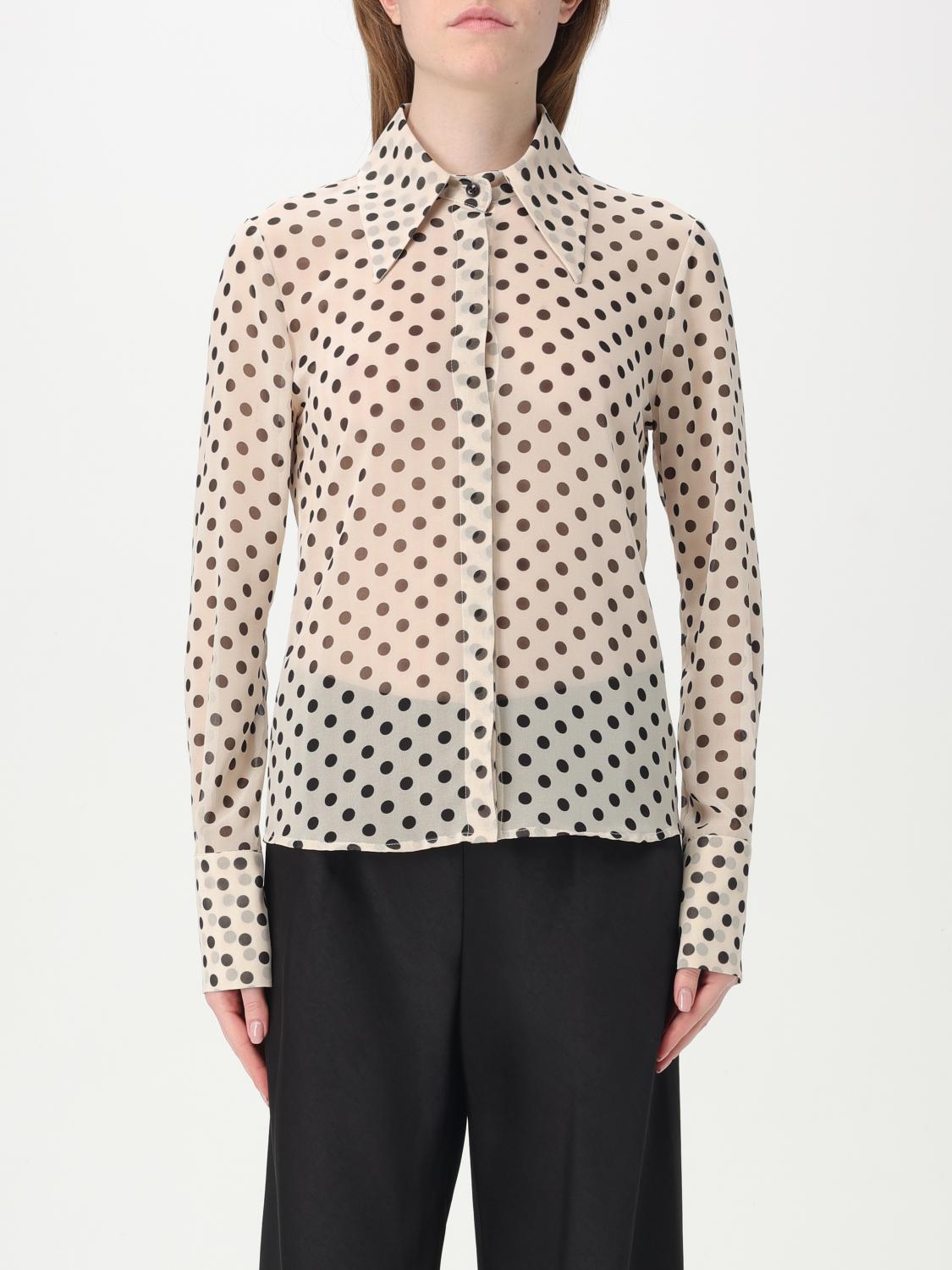Mar De Margaritas Body Shirt With Black Polka Dots In Ecru