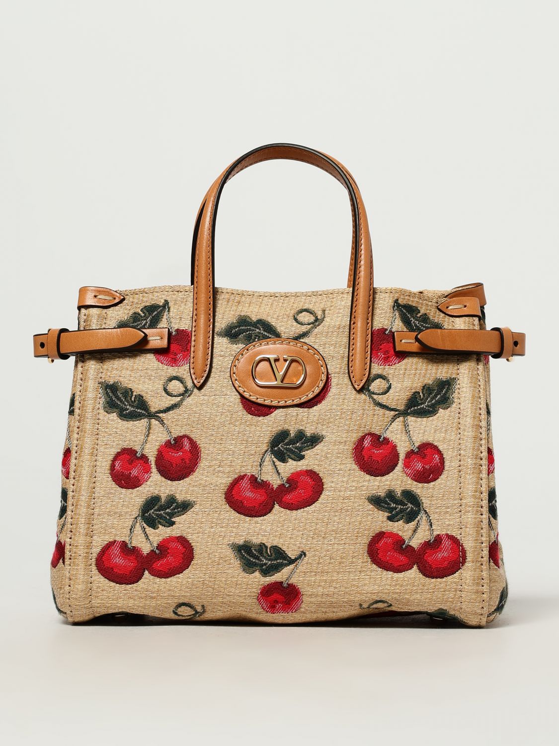 Valentino Natural Antibes Cherry-motif Small Tote