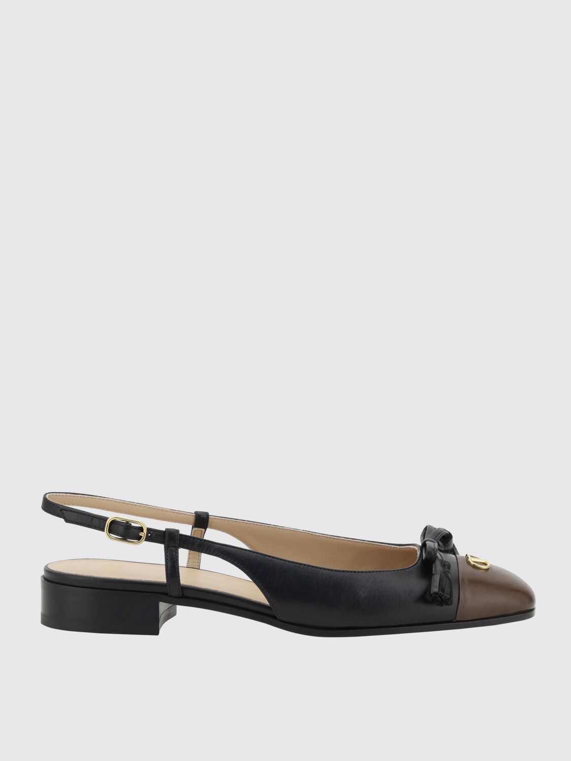 Valentino Valet Du Roi Leather Slingback Ballerina Flat In ブラック