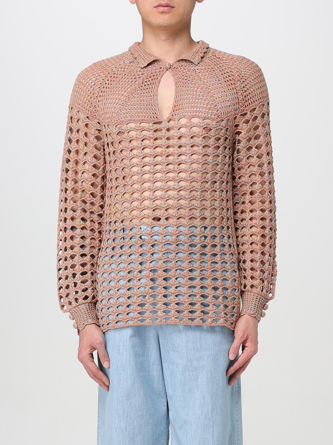 Valentino Openwork Sweater In Linen Blend In Beige