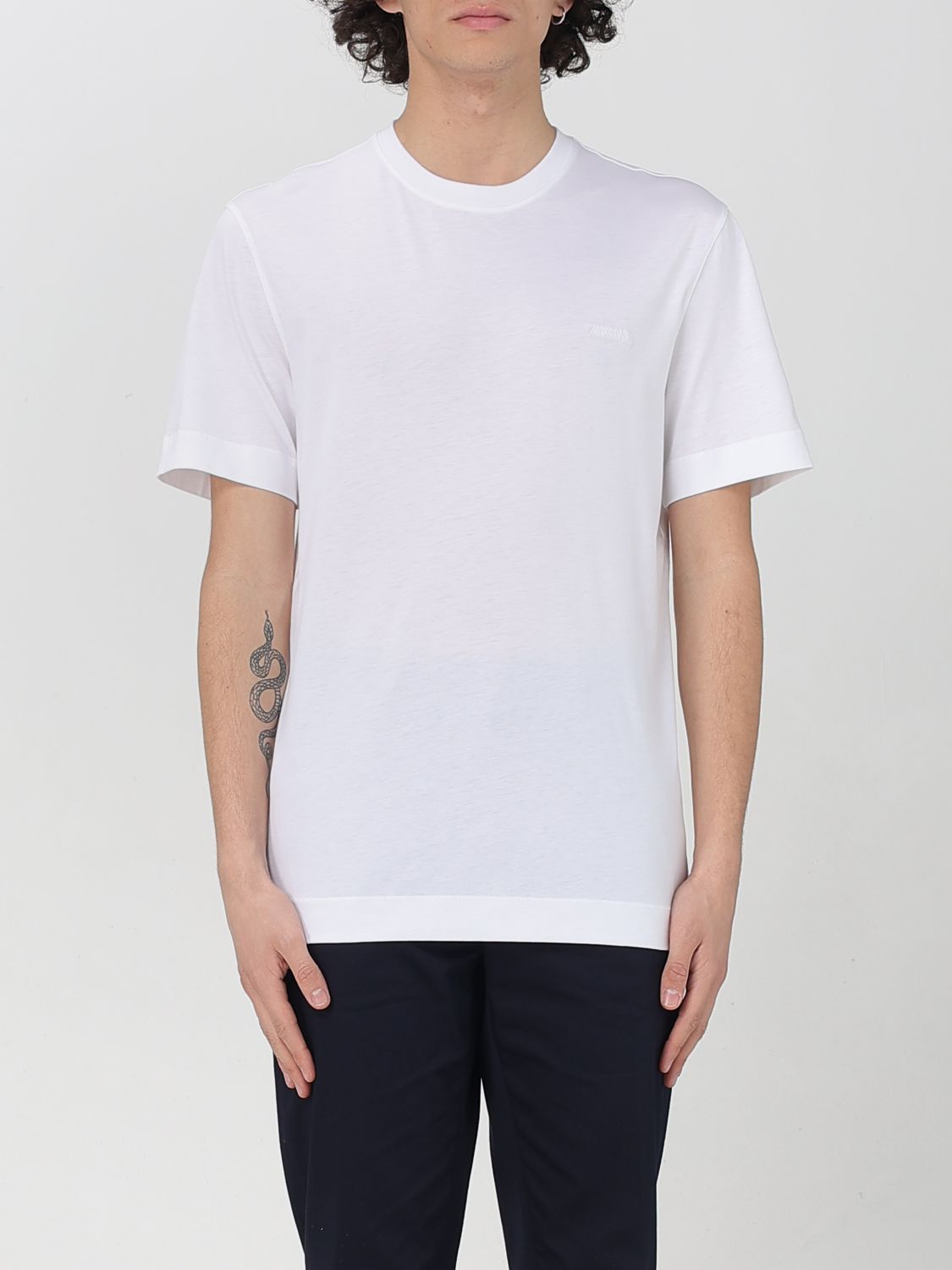 Shop Zegna T-shirt Men Color White