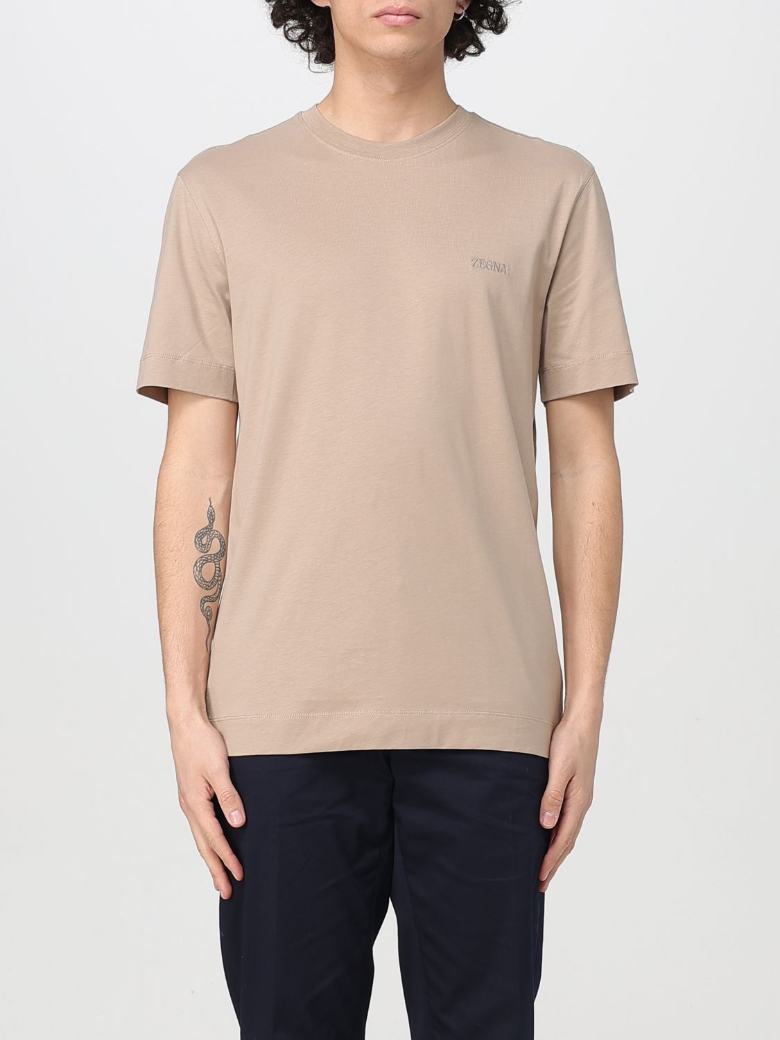 Shop Zegna T-shirt Men Color Sand