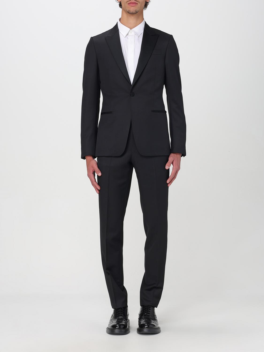 Zegna Long-sleeved Suit In Black