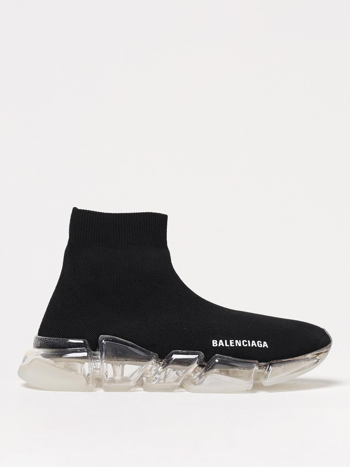 Balenciaga Womens Speed 2.0 Full Clear Sole Recycled Knit Sneaker In Black