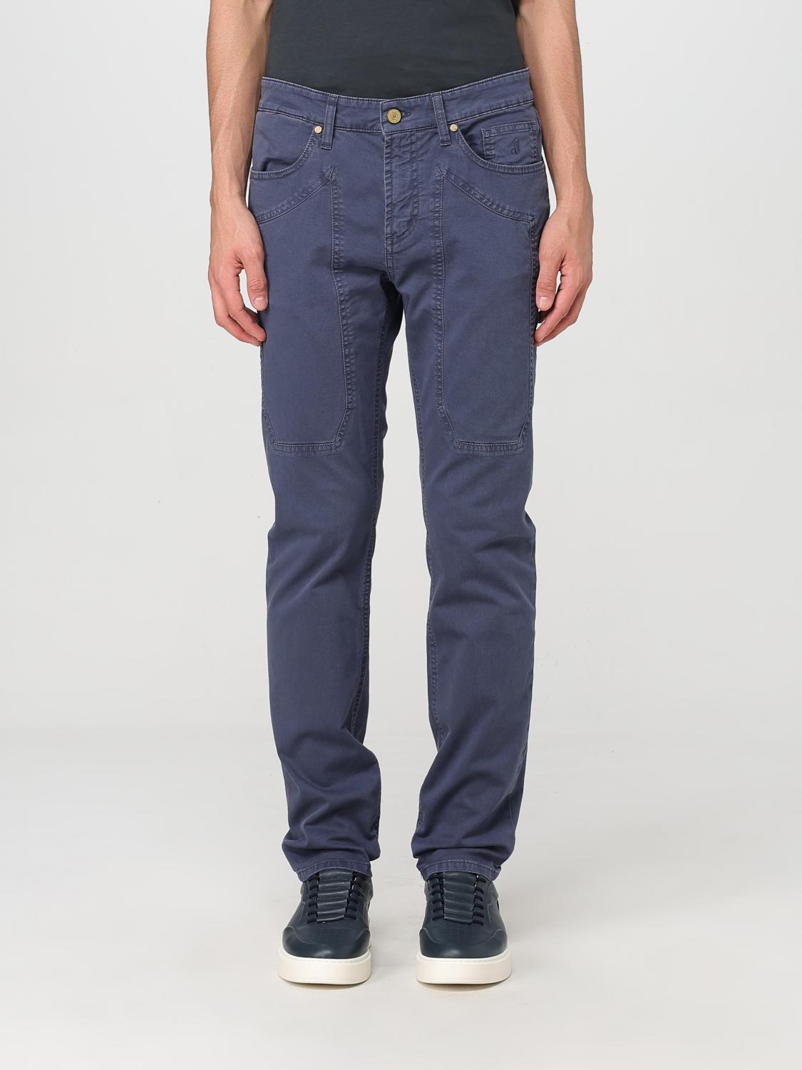 Jeckerson Man Pants Navy Size 34 Cotton, Elastane, Polyester, Polyurethane In Navy