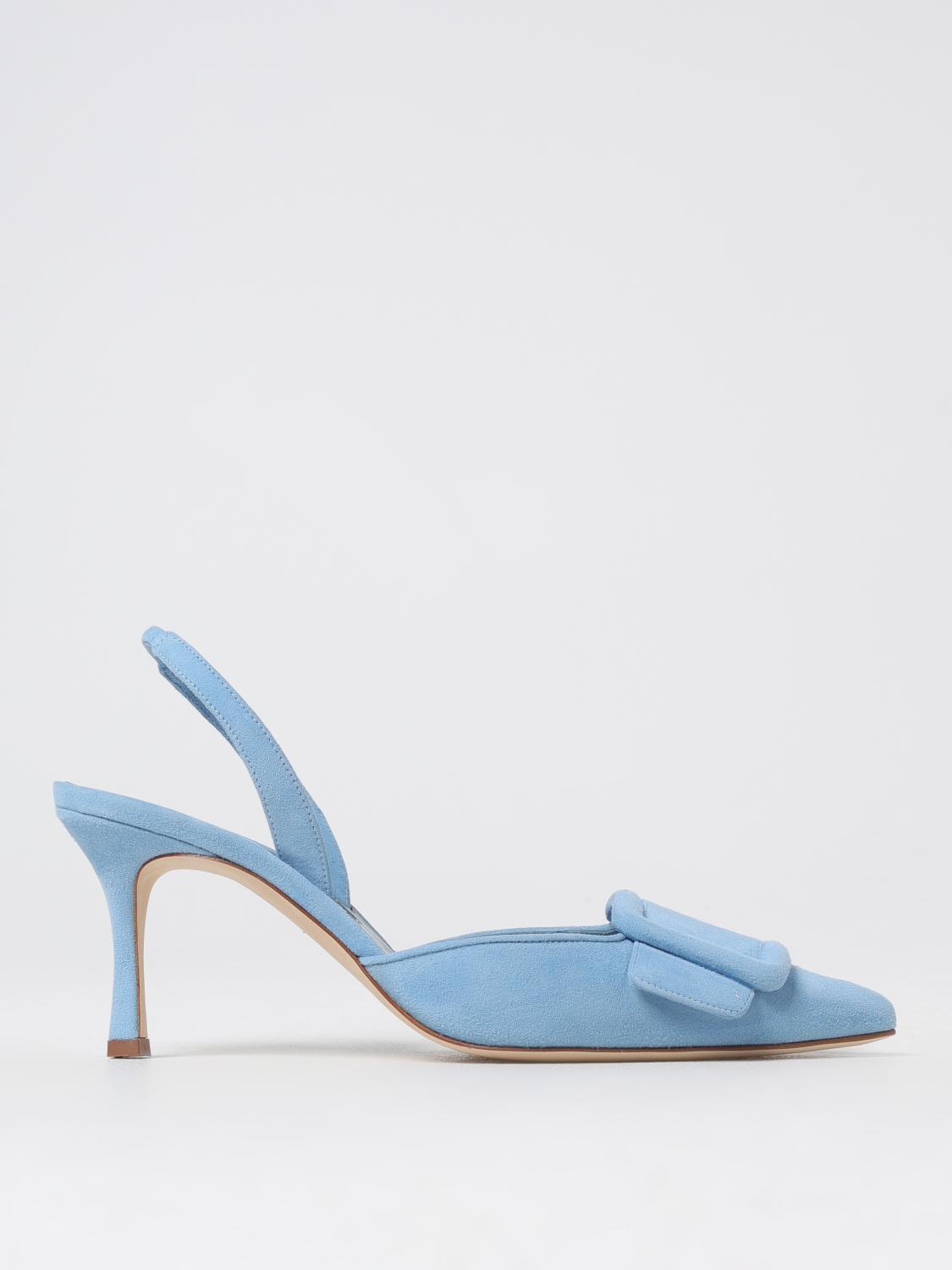 Manolo Blahnik Maysli 70 Suede Slingback Pump In Gnawed Blue