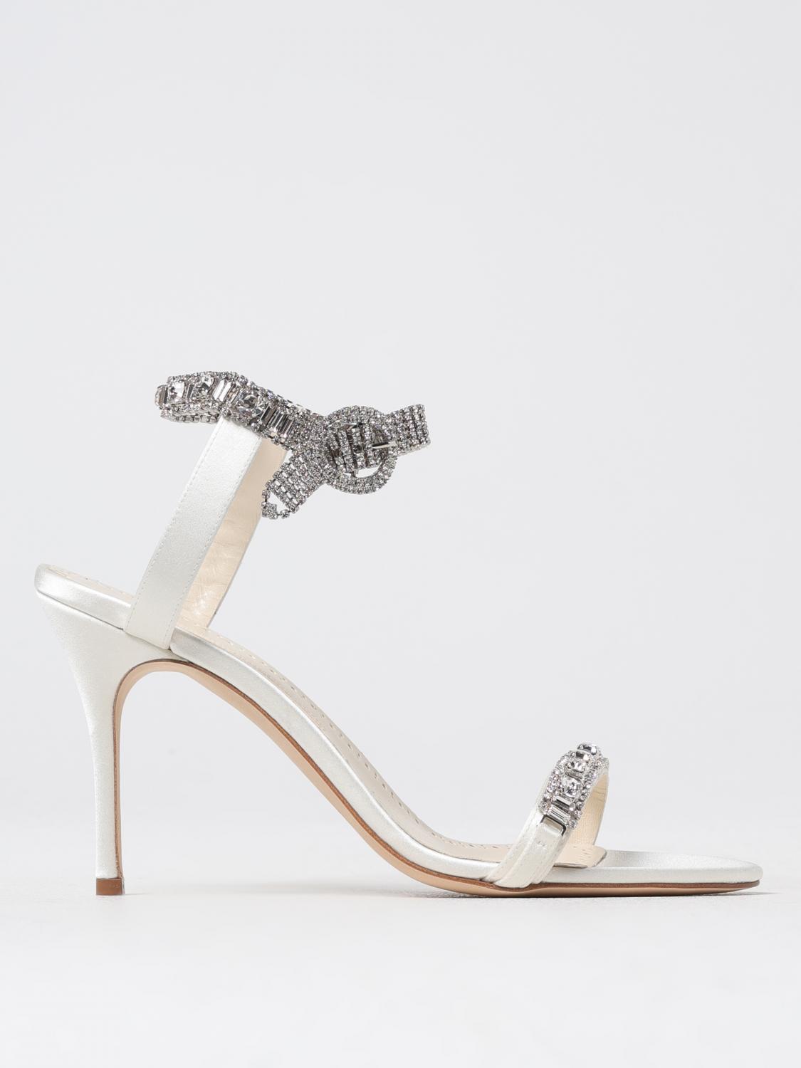 Shop Manolo Blahnik Heeled Sandals Woman Color Cream