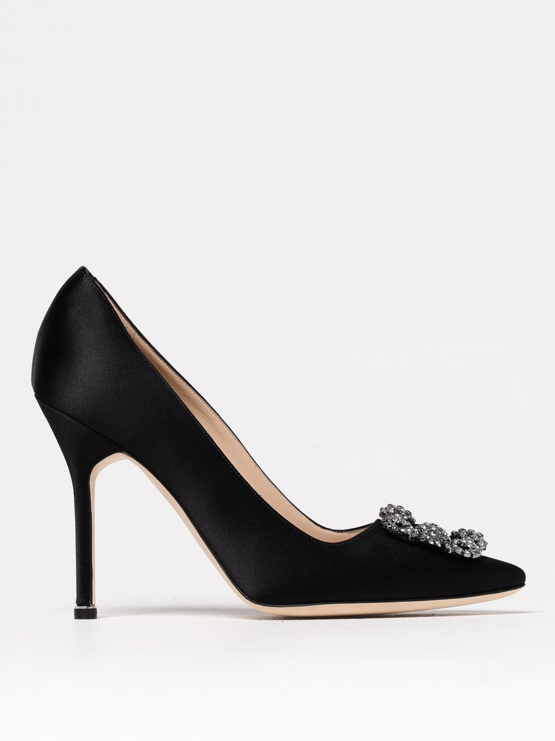 Manolo Blahnik 70mm Hangisi Crystal-buckle Pumps In Black