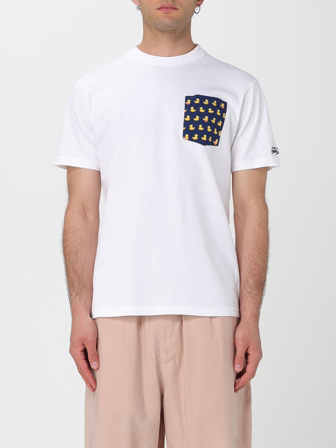 Mc2 Saint Barth T-shirt Con Tasca Stampa Ducky Blanche01235b