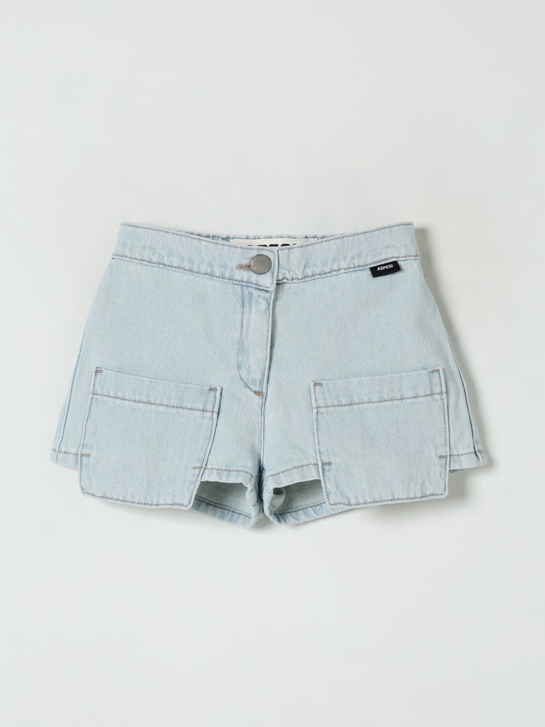 Shop Aspesi Short Kids Color Gnawed Blue