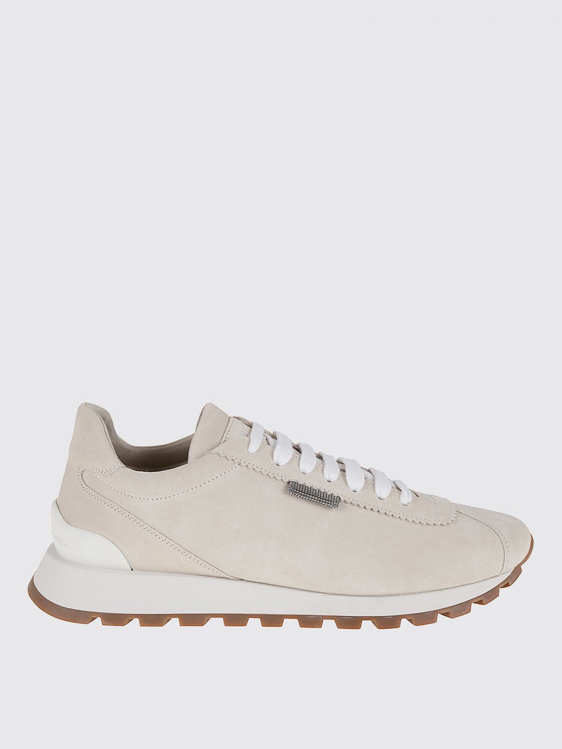 Brunello Cucinelli Monili-chain Suede Sneakers In Neutral