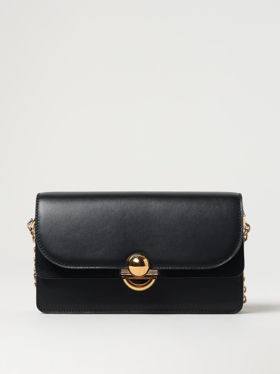 Furla Leather Crossbody Bag Chain Strap Gold-tone Hardware In Black