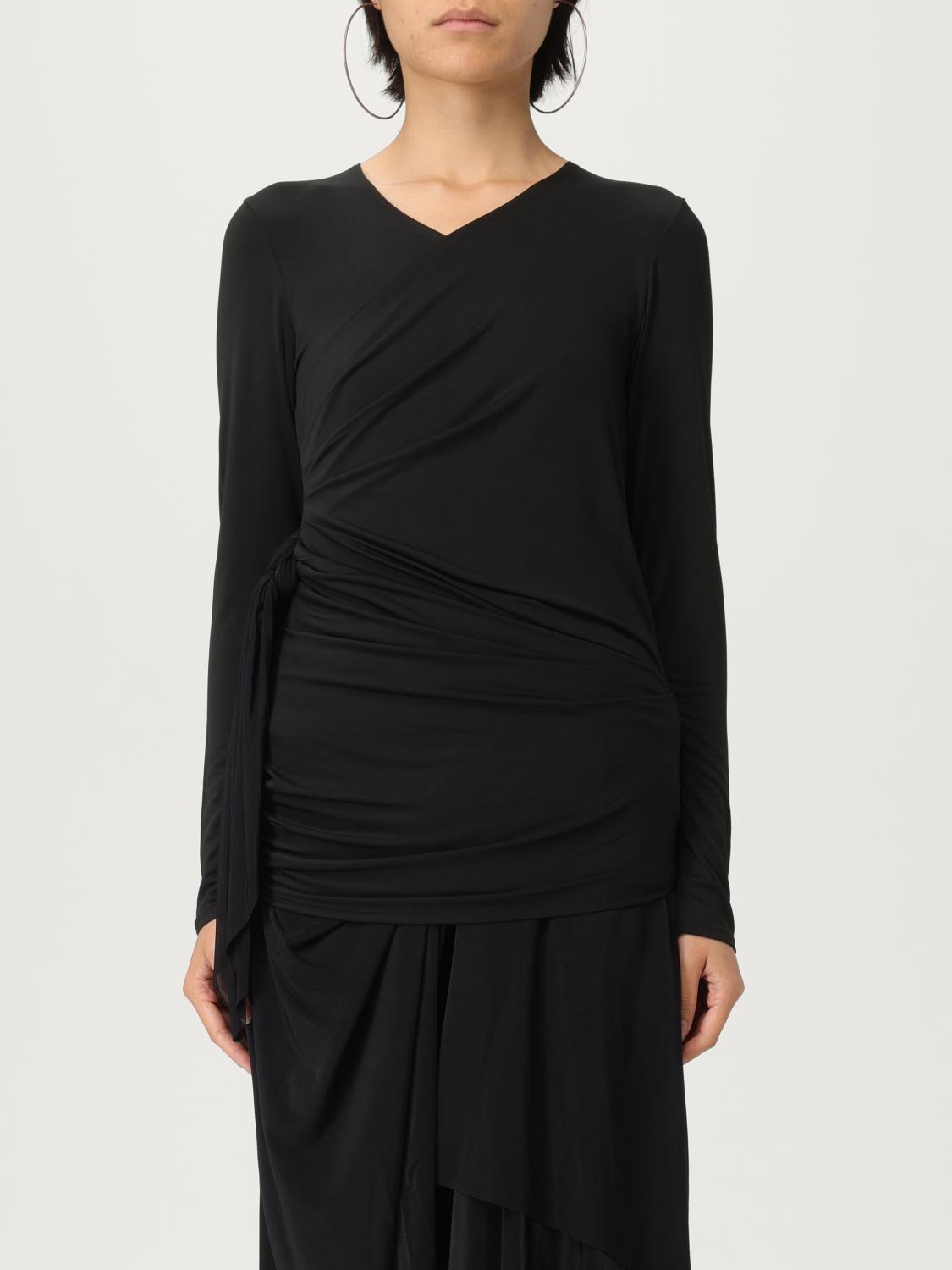 Diesel Draped V-neck Wrap-on Top In Black
