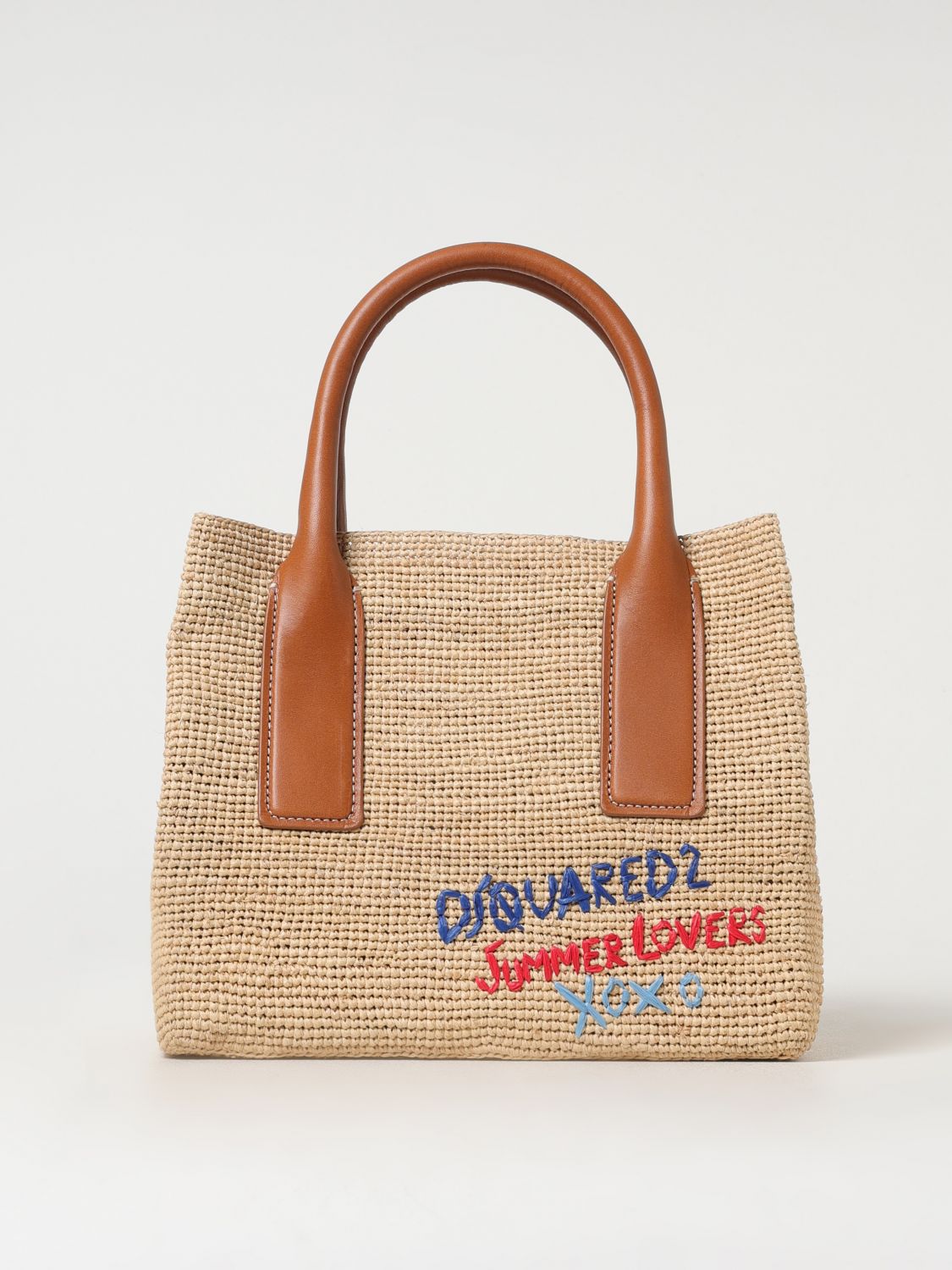 Dsquared2 Summer Lovers Natural Rafia And Leather Handbag