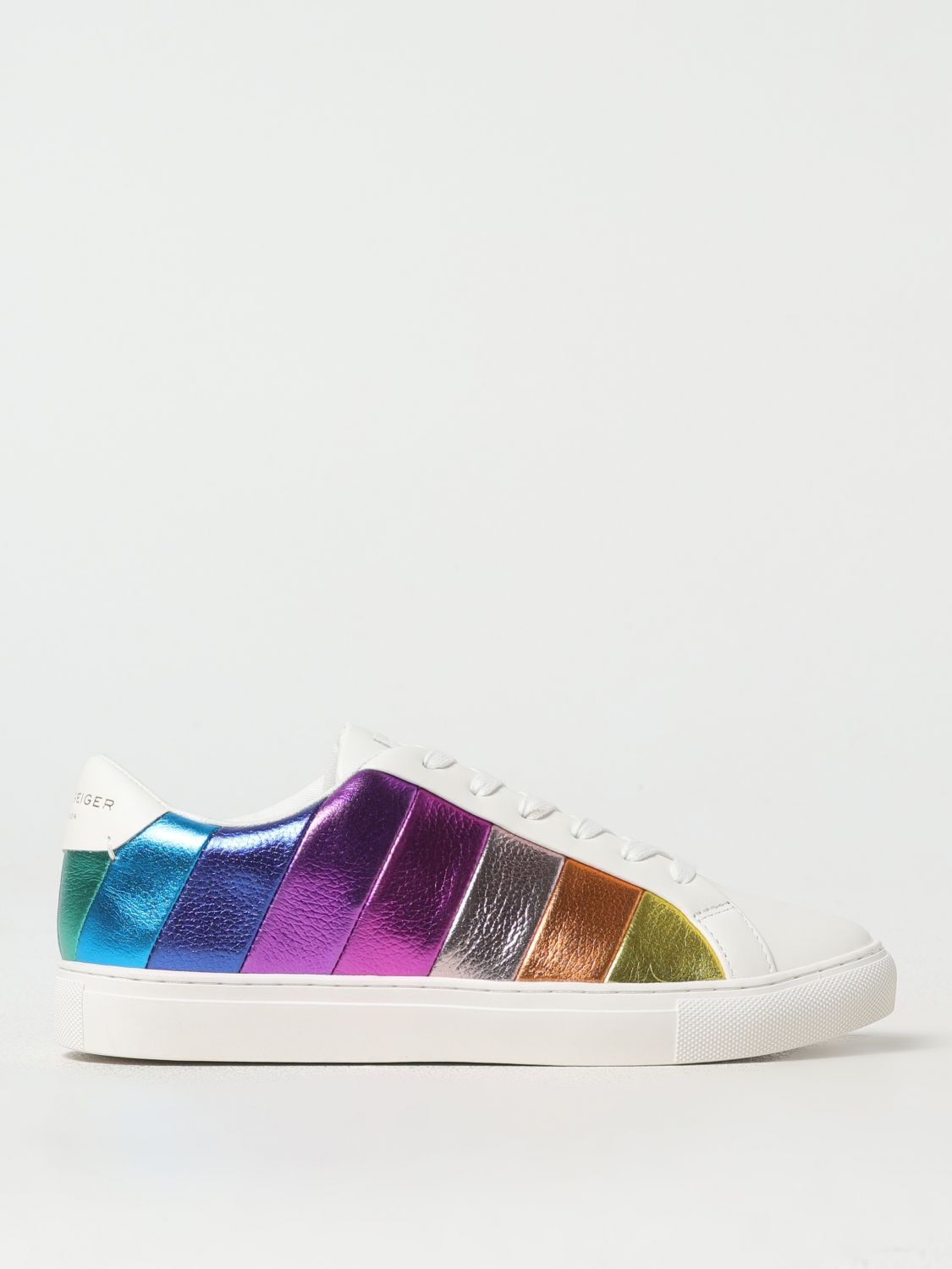 Kurt Geiger Lane Metallic-stripe Leather Trainers In Multicolor