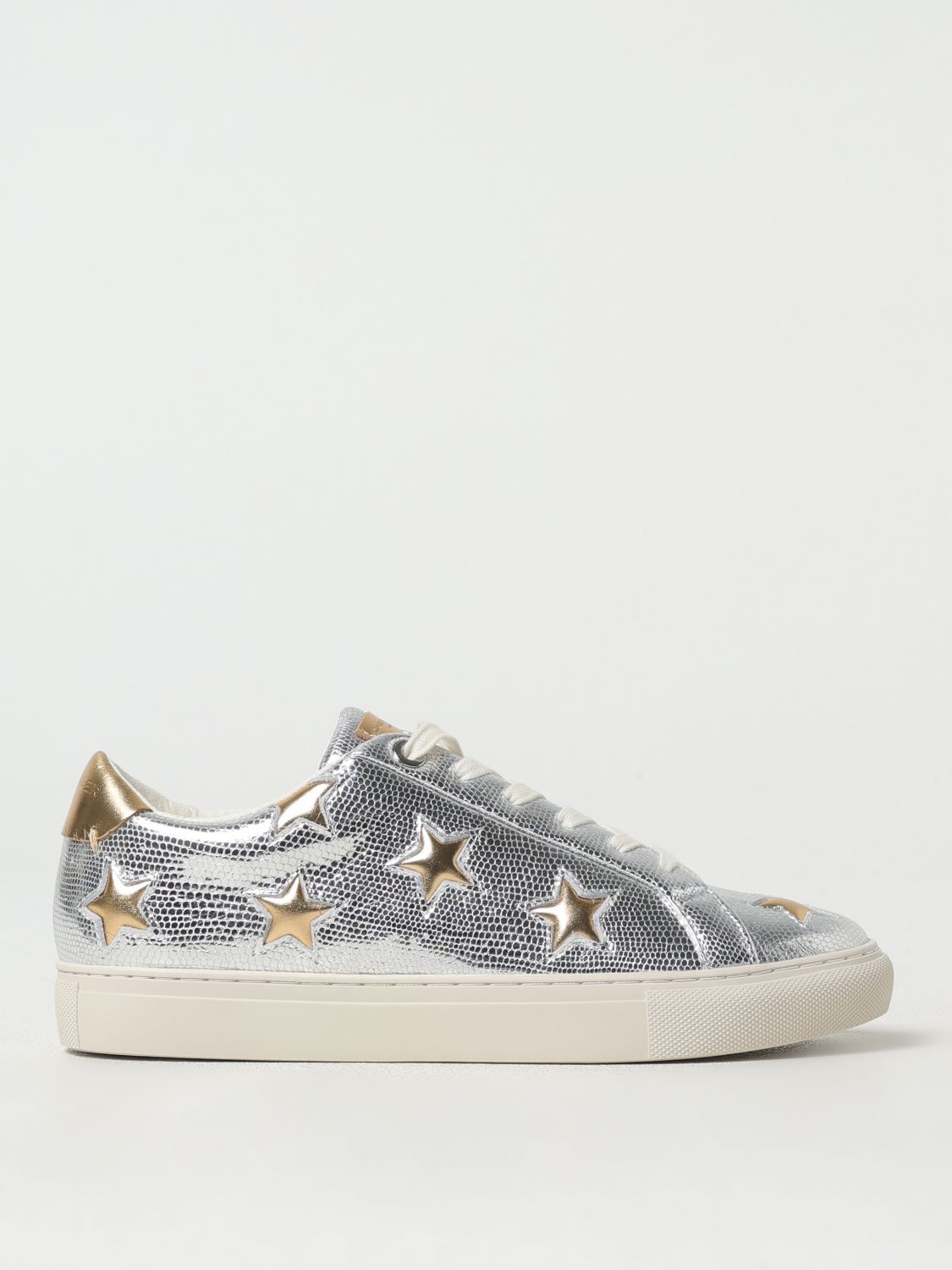 Kurt Geiger Womens Lane Star Snakeskin-embossed Metallic-leather Low-top Trainers Silv In Silver