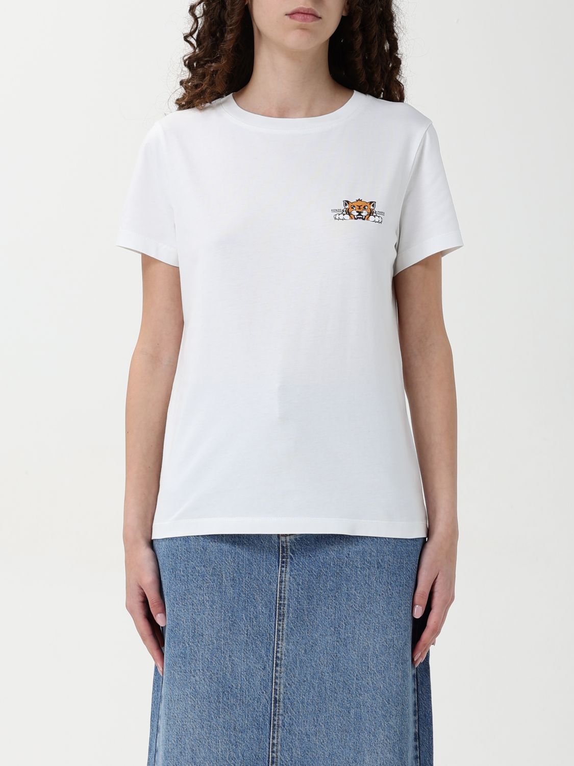 Kenzo Happy Tiger Print T-shirt In Weiss