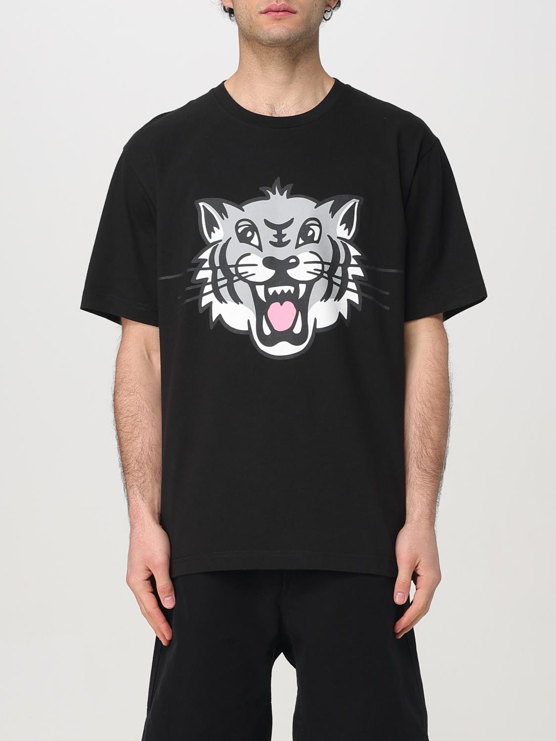 Kenzo Black T-shirt With Happy Tiger Print On The Front In Black
