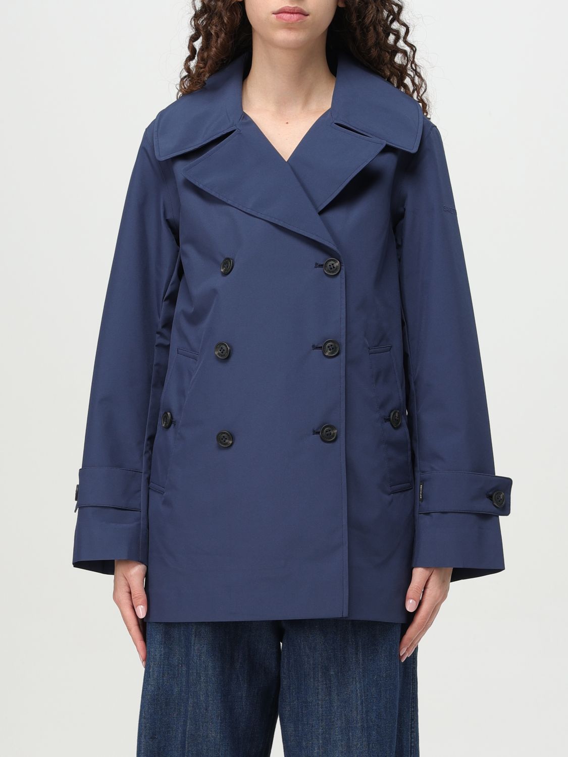 Save The Duck Double-breasted Blue Coat With Tailored Silhouette In Blue
