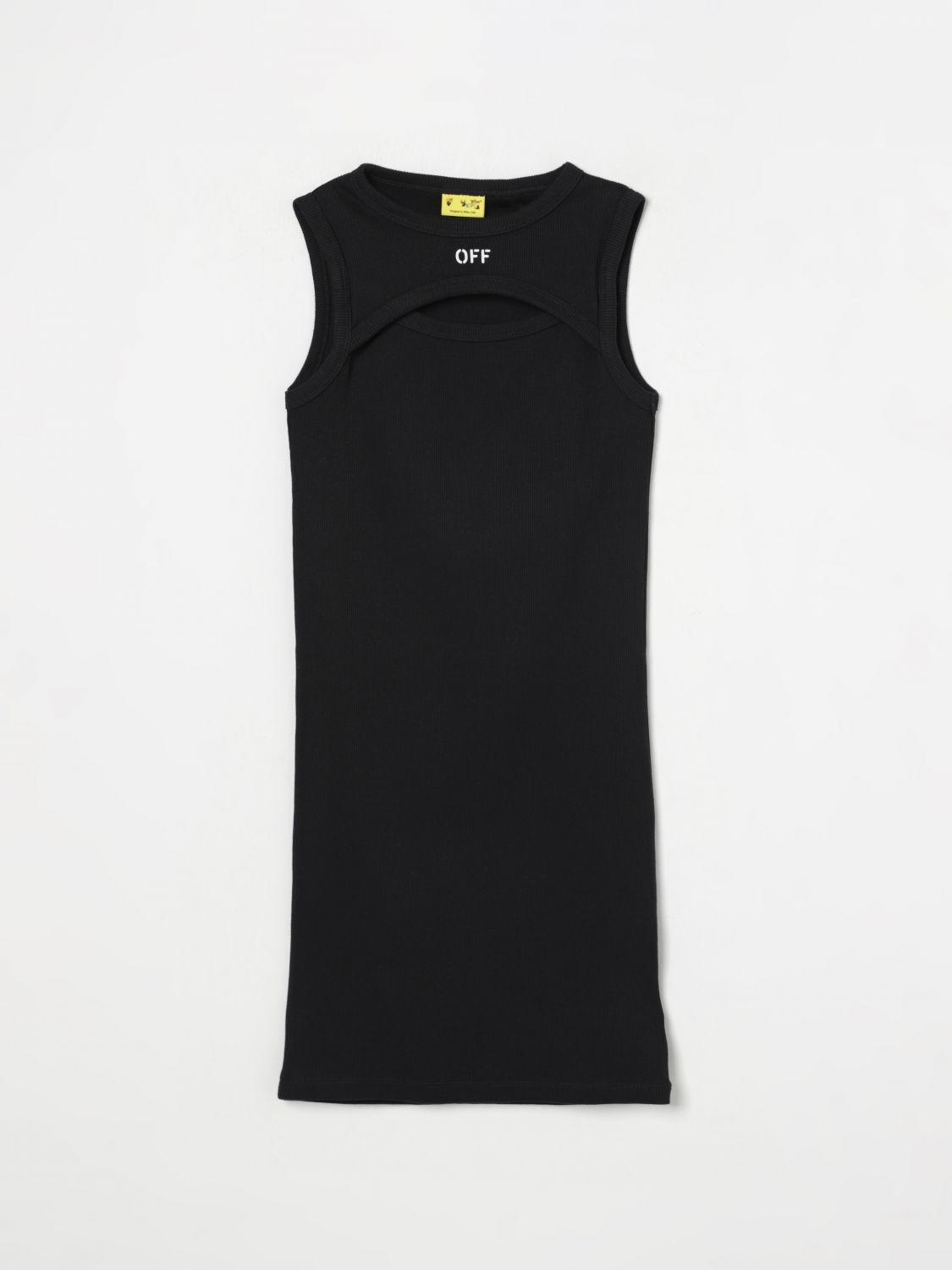 Off-white Off-stamp Ribbed Dress In Black