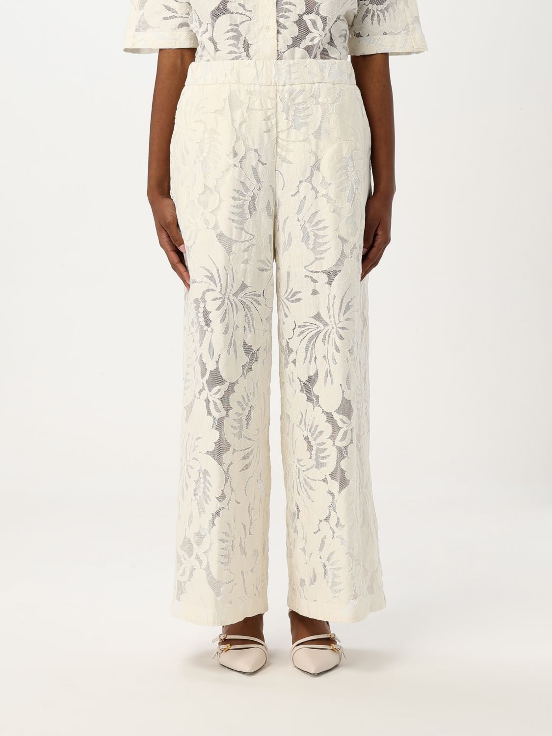 Shop Meimeij Pants Woman Color Milk