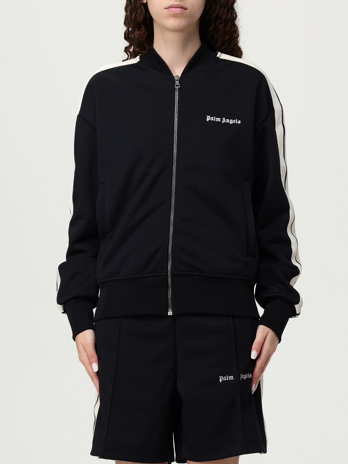 Palm Angels Classic Logo-print Track Bomber Jacket In Black