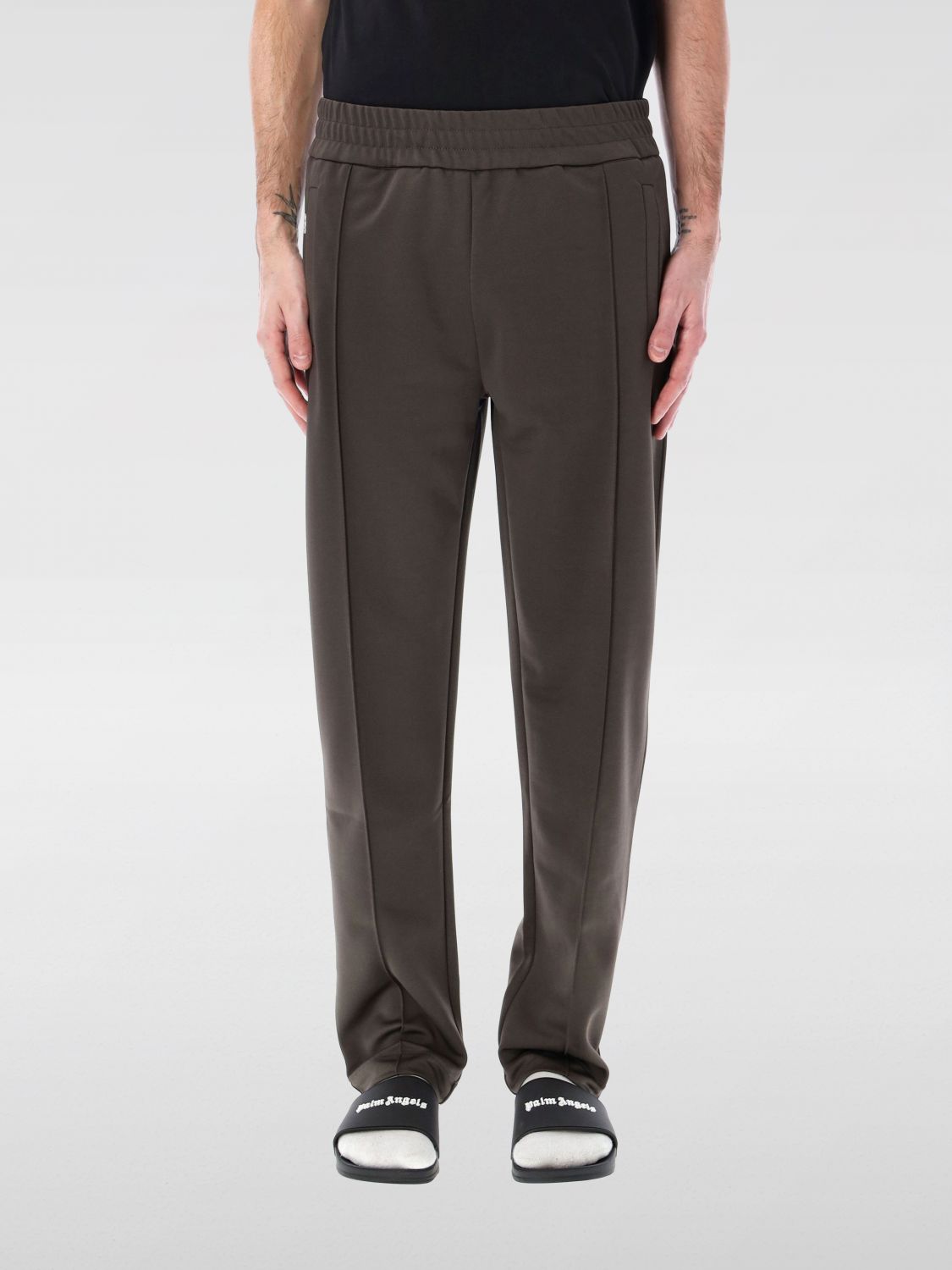 Palm Angels Curved Logo Track Pants In Brown