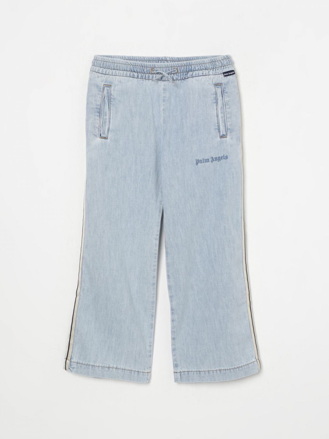 Palm Angels Cotton Chambray Sweatpants In Denim
