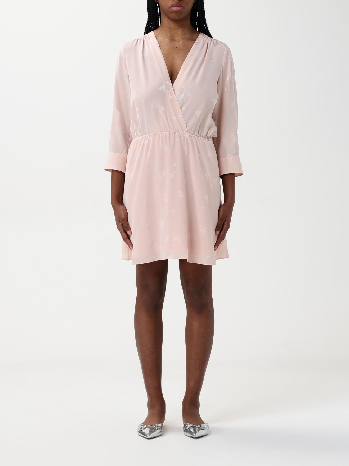 Zadig & Voltaire Rucas Jac Flash Heart Silk Dress In Pink