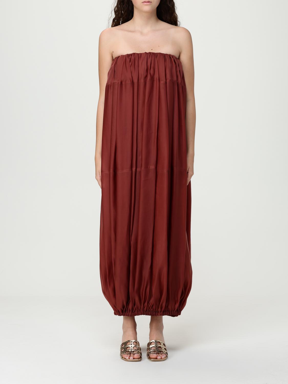 Ferragamo Burgundy Voluminous Bustier Maxi Dress In Red