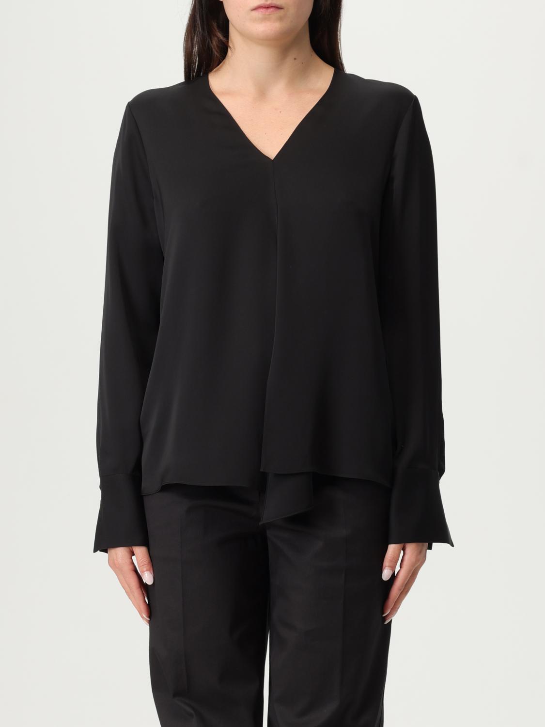 Theory V-neck Long-sleeved Plain Top In Black